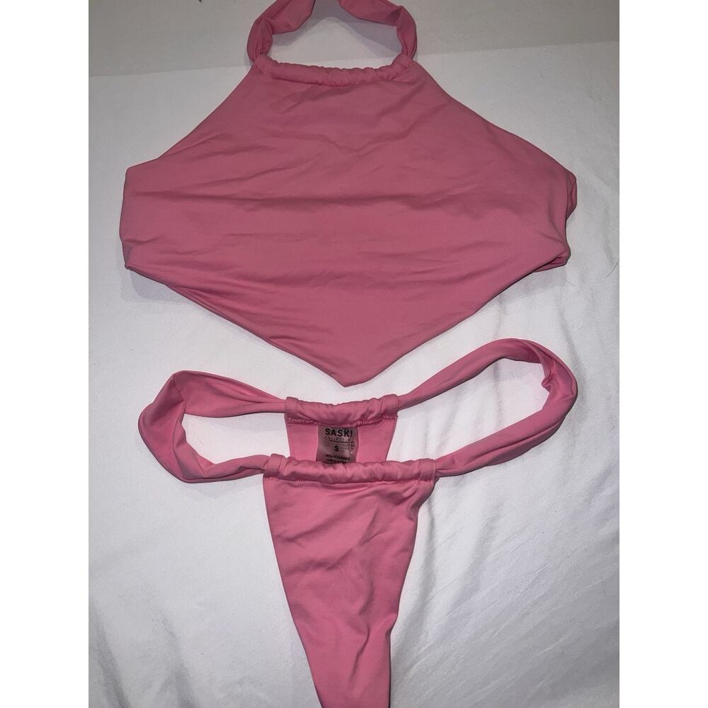 Saski Women’s Two Piece Swimwear Bikini Size Small Pink
